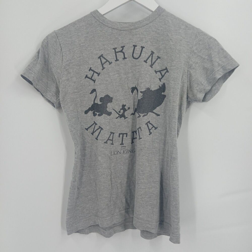 Disney Hakuna Matata Graphic T-Shirt Grey Crew Neck Short Sleeve Tee Size Small